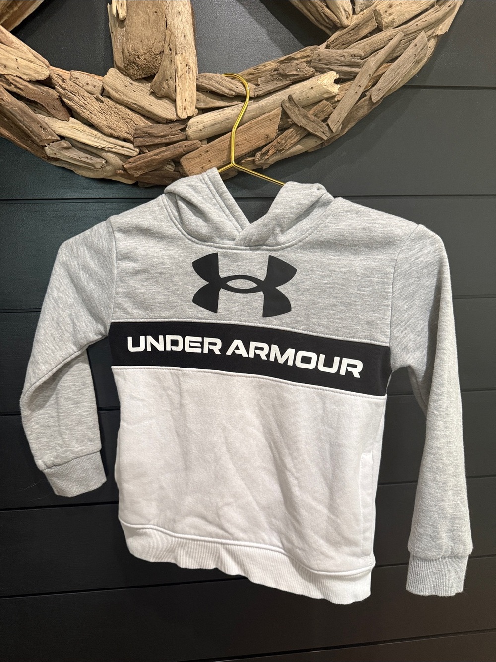 Under Armour Kids Two-Tone Gray & White Logo Pullover Hoodie